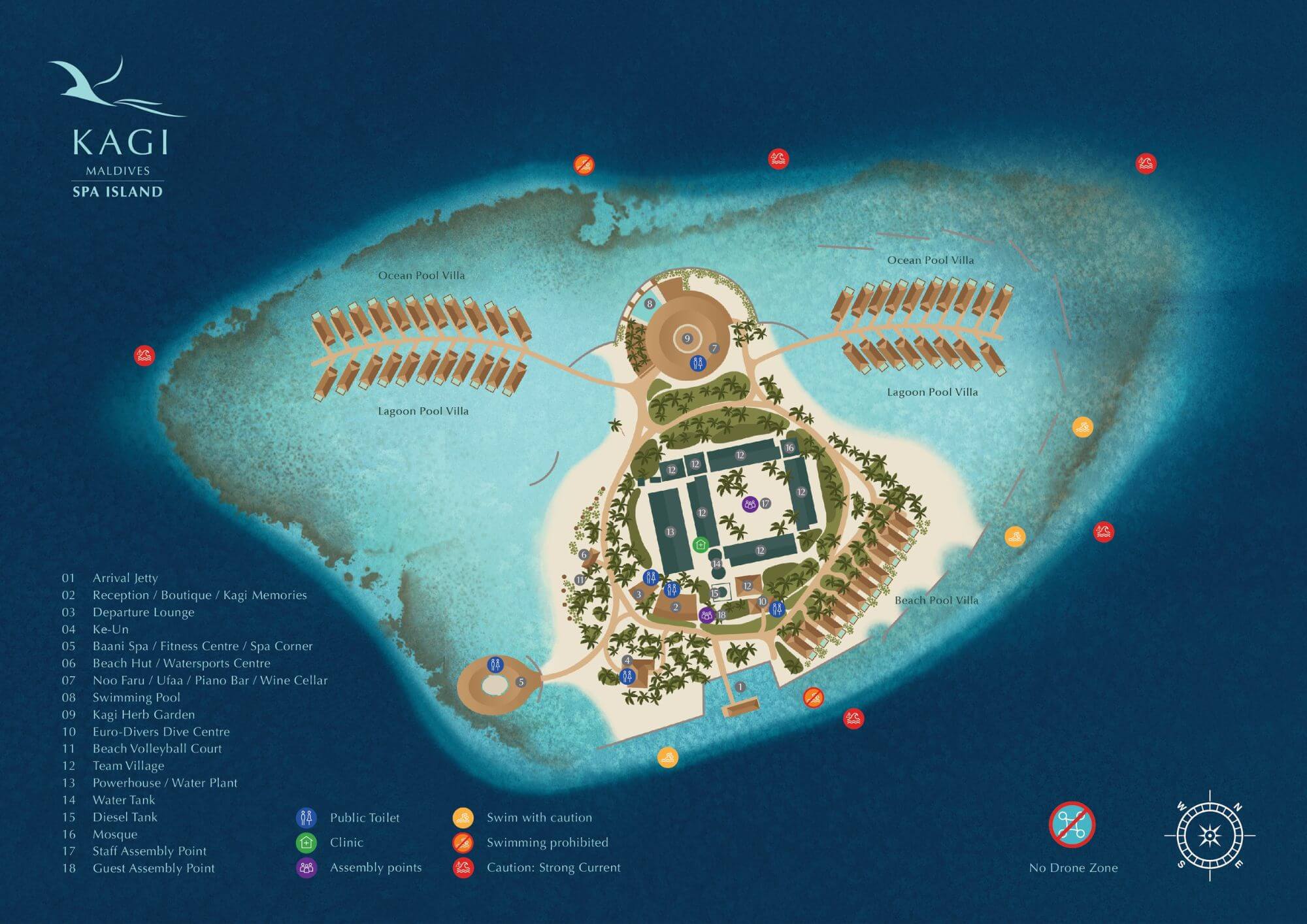 Mappa del Kagi Maldives Island Resort